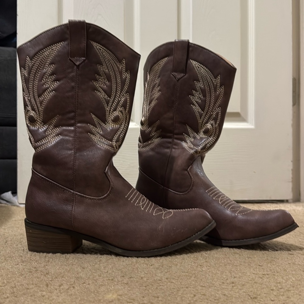 Faux Leather cowboy boots
